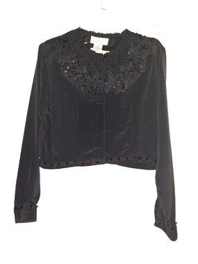 Kathy Che Black Long Sleeve Tank Top Size 8